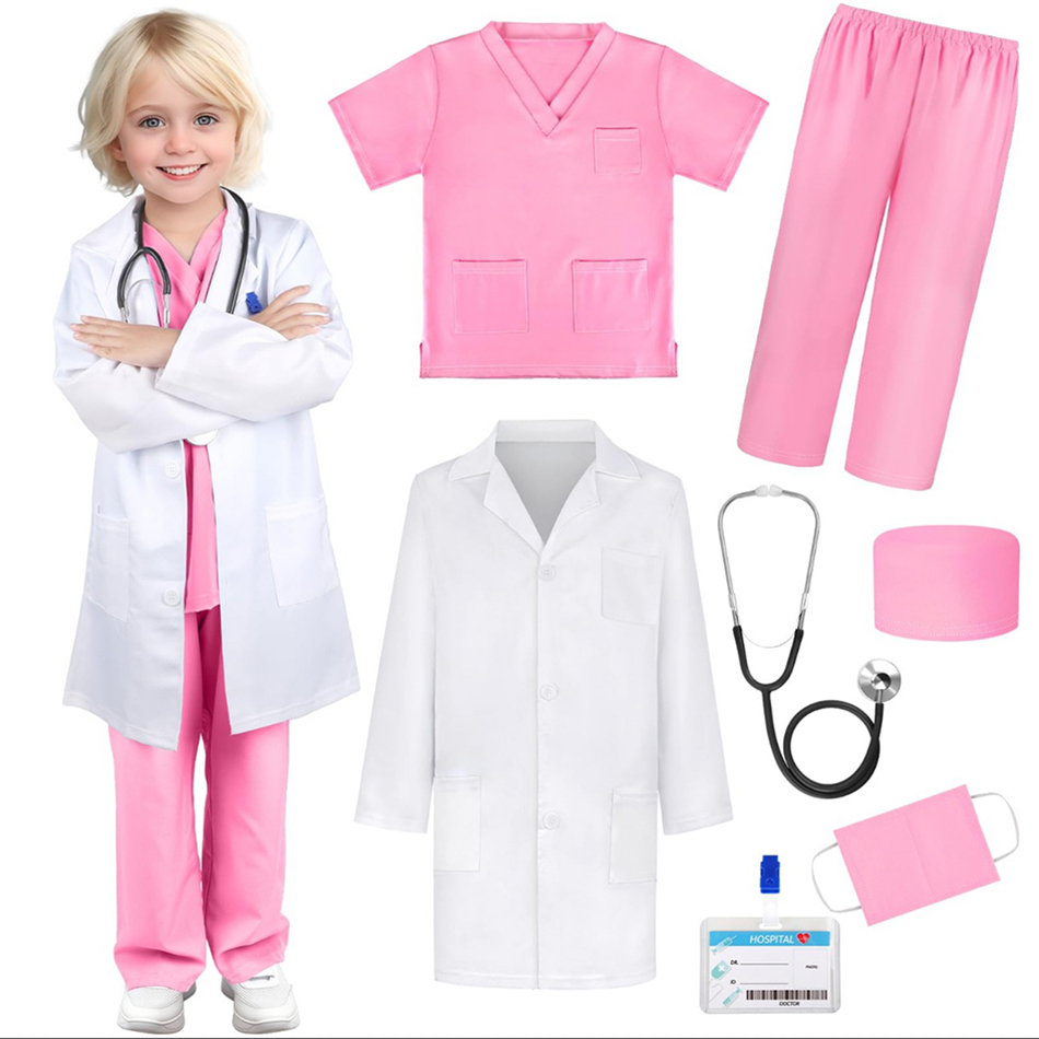 Kids Doctor Education - 7 pezzi/pacco bambino bianco uniforme medica