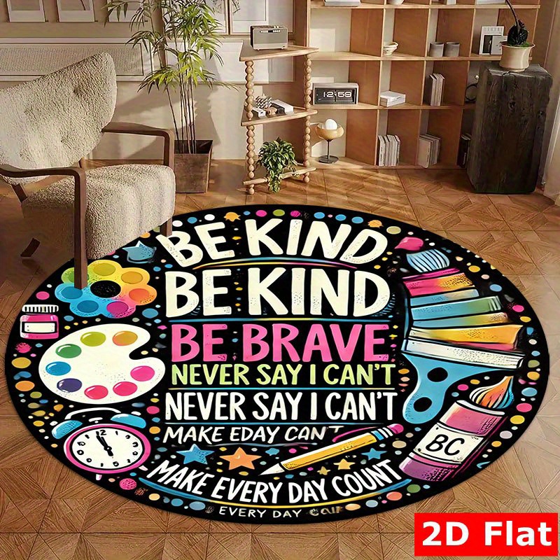 Kids Education Motivation - Tappeto rotondo in flanella con citazione