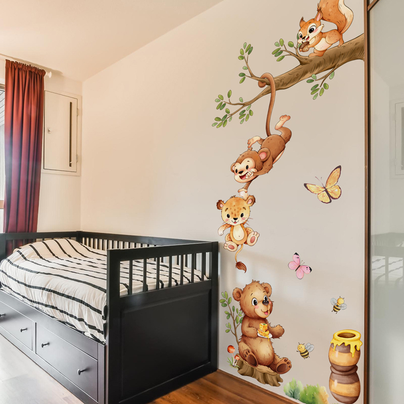 Kids Education Room - Rami di animali Simpatico scimmia Farfalla