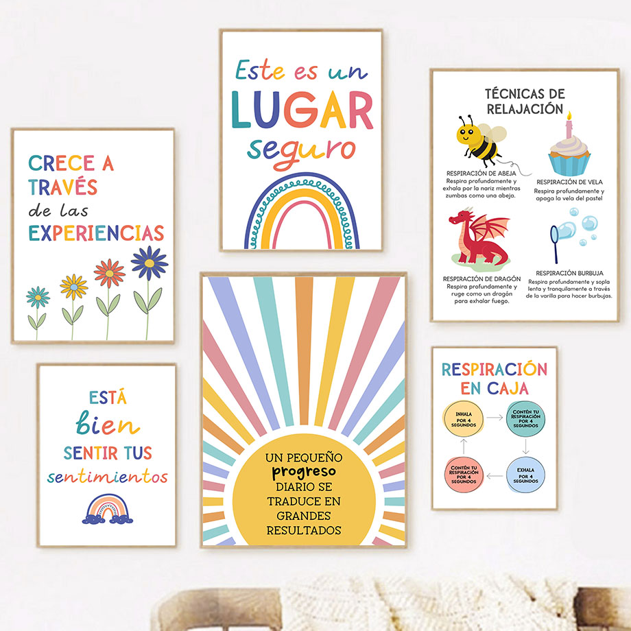 Kids Education Room - Educazione spagnola Motto Arcobaleno Sole Wall