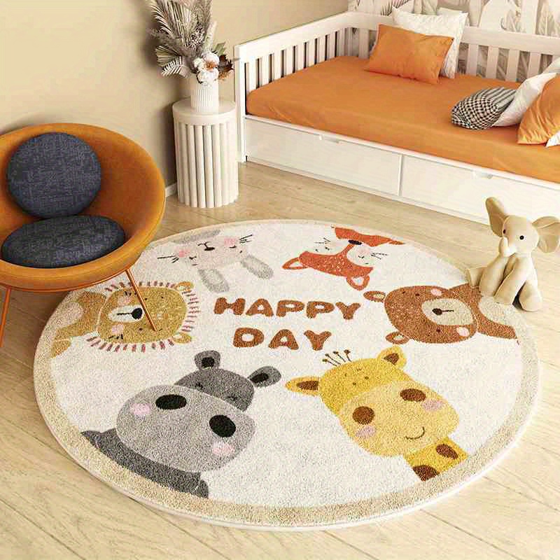 Happy Kids Education - Tappeto Rotondo con Animali Felici, Tappetino