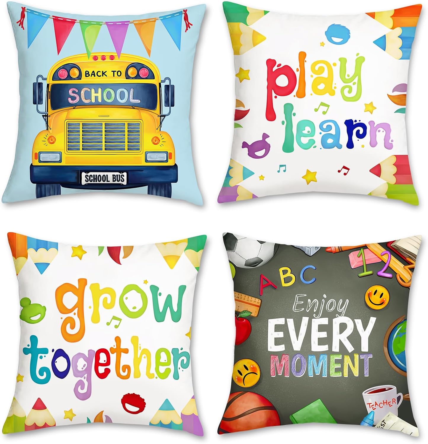 Set di 4 Federe per Cuscini De - Kids Education Motivation recensione e prezzo